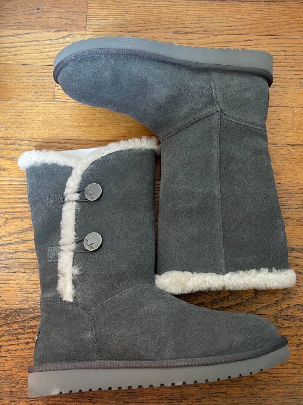 Ugg Koolaburra Kinslei tall suede and faux fur boots in stone grey Size 9 - Picture 7 of 9